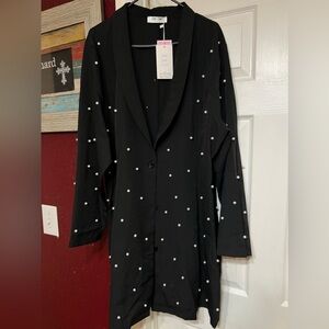 Saint Genies black blazer with pearls NWT